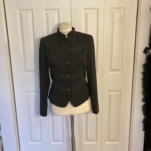 CAbi Gray Embroidered Military Jacket Style # 221 Size: 8